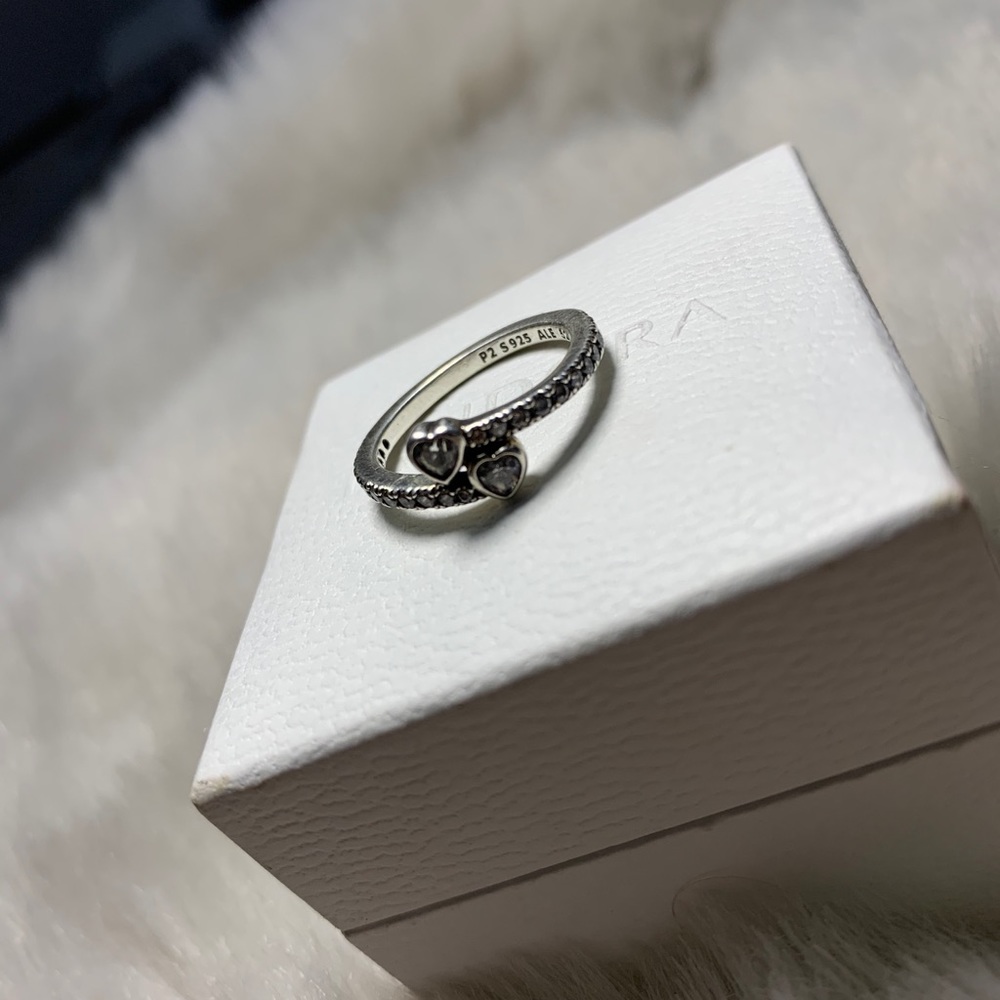 PANDORA 2 HEARTS RING - Picture 3 of 4